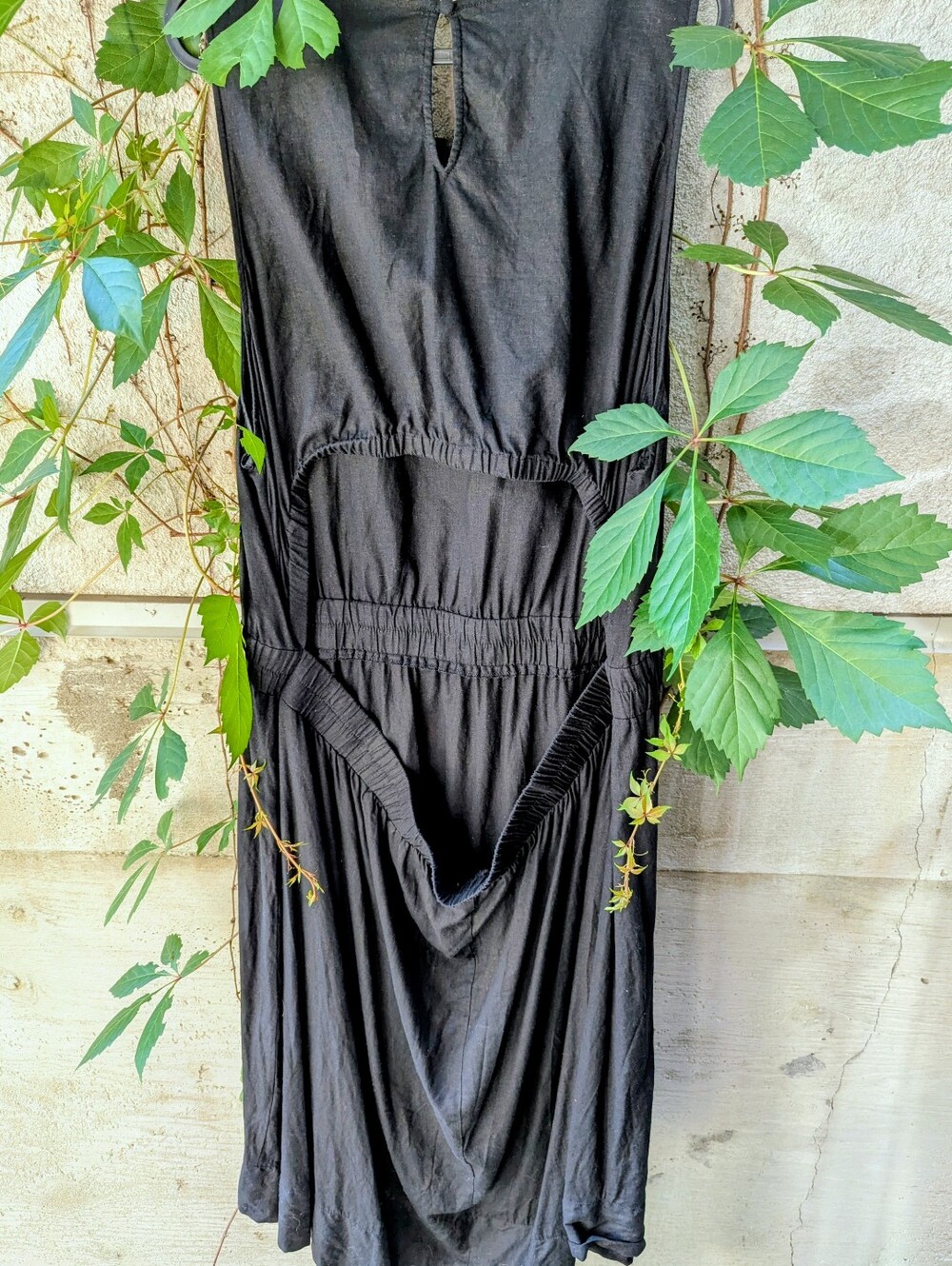 100% Linen Plus Size Black Midi Dress | Open Back | Scandinavian Minimal | 2X - Picture 4 of 10
